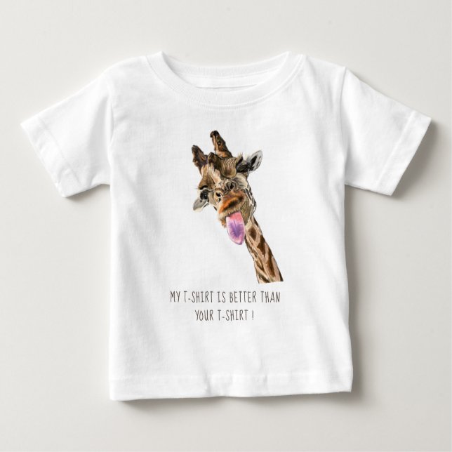 Pour Bébé Funny Baby T-Shirt Playful Giraffe - Smile (Devant)
