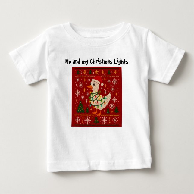 Pour Bébé Funny Goose Christmas Lights Kids T-Shirt – Editab (Devant)
