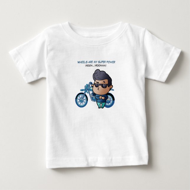 Pour Bébé Garçon avec lunettes de soleil et T-Shirt moto (Devant)