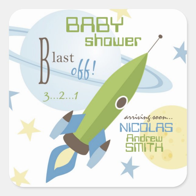 Pour bébé garçon Invitation Sticker Carré (Devant)