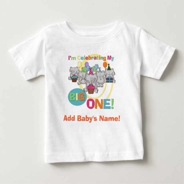 Pour Bébé Grand un ęr T-shirt d'anniversaire d'éléphant (Devant)