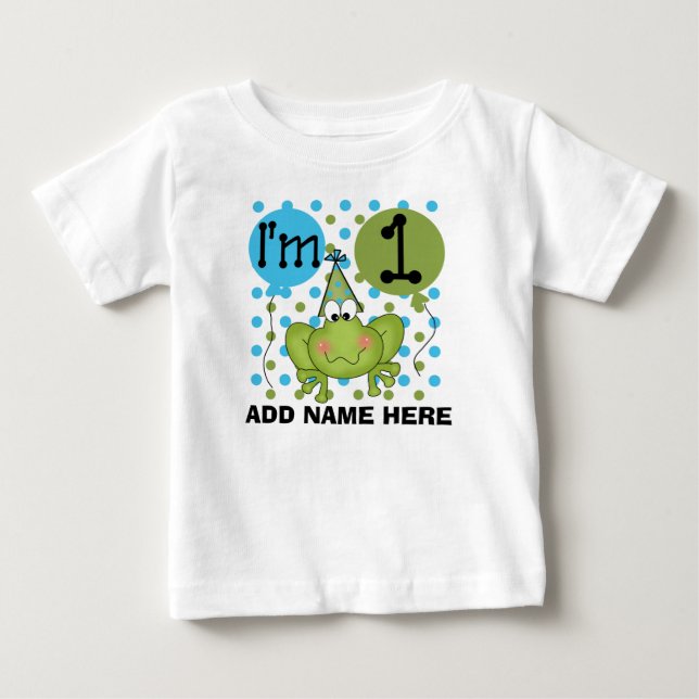 Pour Bébé Grenouille bleue personnalisée T-shirt 1er anniver (Devant)