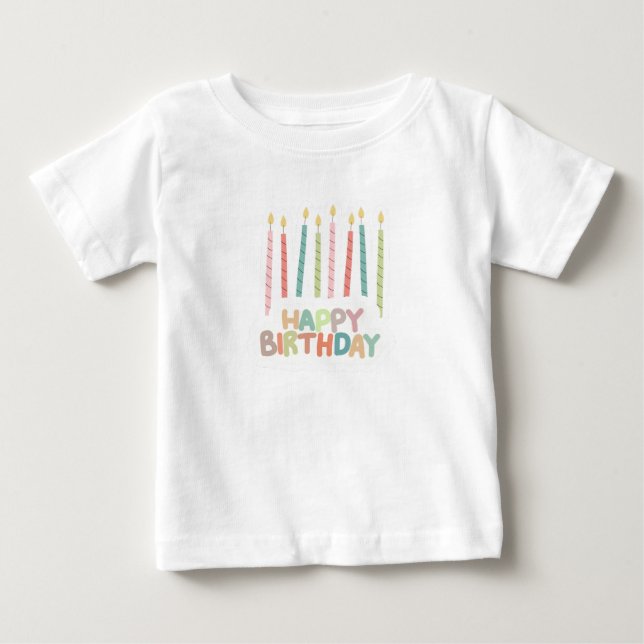Pour Bébé Happy Birthday with Candles T-Shirt (Devant)