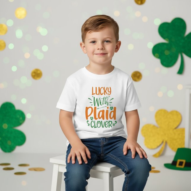 Pour Bébé Heureux avec le trèfle plaid ? St Patrick T-Shirt  (Créateur téléchargé)