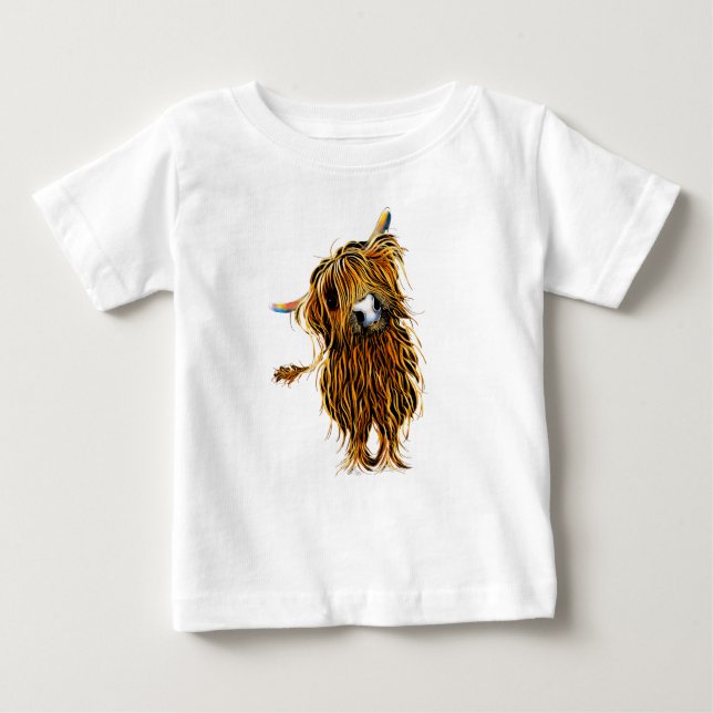 Pour Bébé Highland Cow Print T-SHiRT ' CoooWeee ' (Devant)
