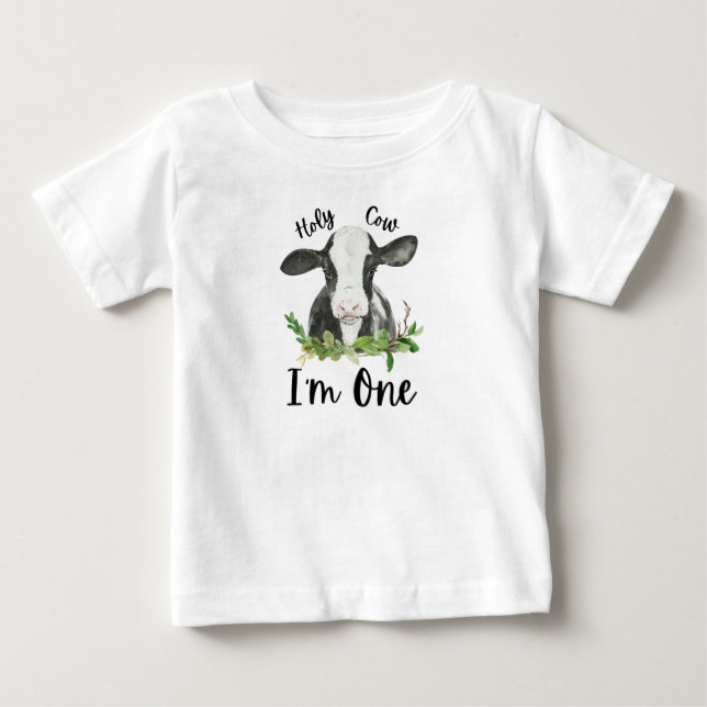 Pour Bébé Holy Cow I'm One 1st Birthday Baby T-Shirt (Devant)