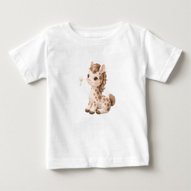 Pour Bébé Horse Baby T-Shirt – Cute Spotted & Striped Babies (Devant)