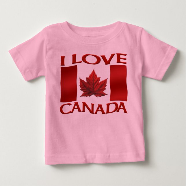 Pour Bébé I Love Canada Baby T-Shirt Canada Baby Shirts (Devant)