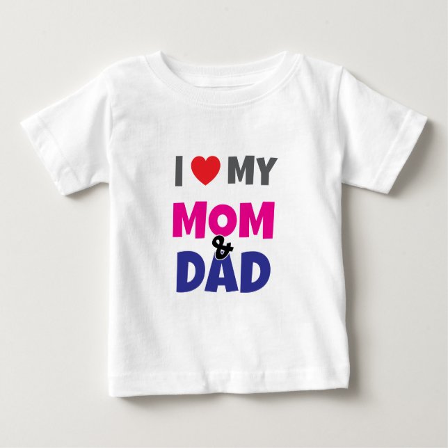 Pour Bébé I Love my Mom Dad - Heart  Baby Toddler T-shirt (Devant)