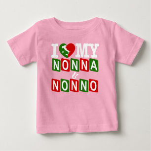 Pour Bébé I Love My Nonna & Nonno Baby T-Shirt