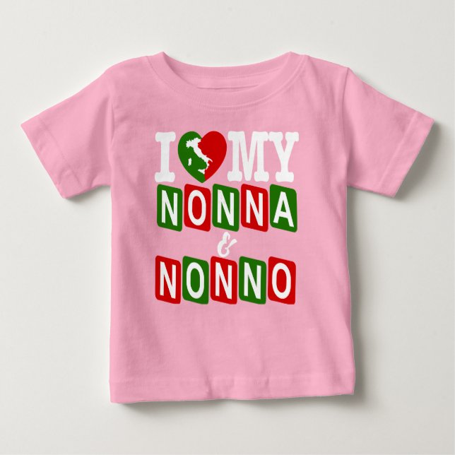 Pour Bébé I Love My Nonna & Nonno Baby T-Shirt (Devant)
