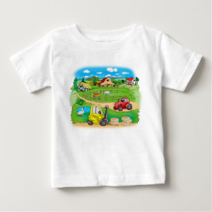 Pour Bébé image sur un T-shirt avec des voitures et un villa