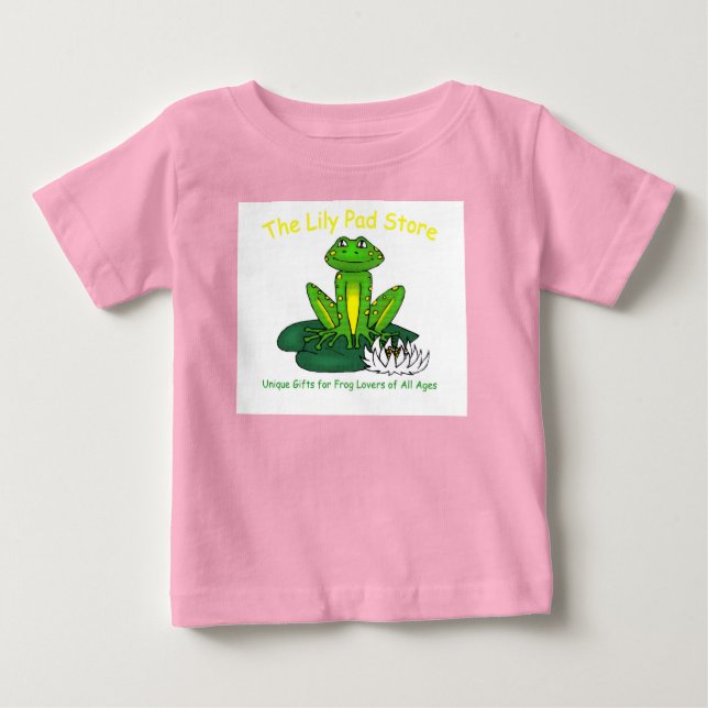 Pour Bébé Infant's Frog on a Lily Pad White on Pink T-Shirt (Devant)