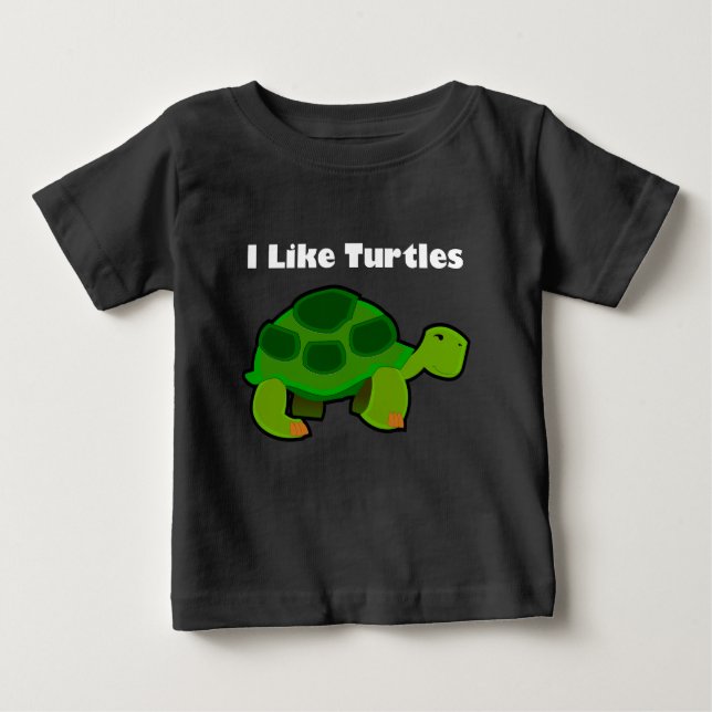 Pour Bébé J'aime les tortues - Baby Fine Jersey T-shirt (Devant)