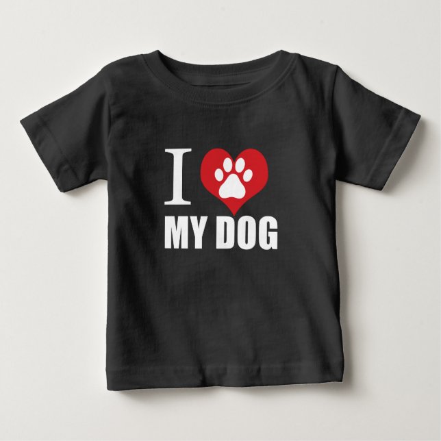 Pour Bébé J'aime mon chien T-shirt (Devant)