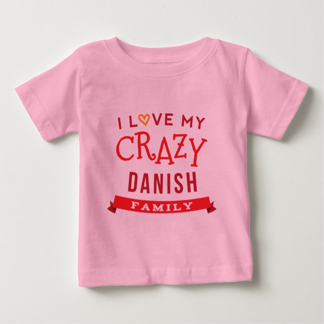 Pour Bébé J'aime mon idée danoise folle de T-shirt de la (Devant)