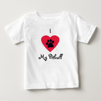 Pour Bébé J'Aime Mon T-shirt Pitbull Infant à manches longue