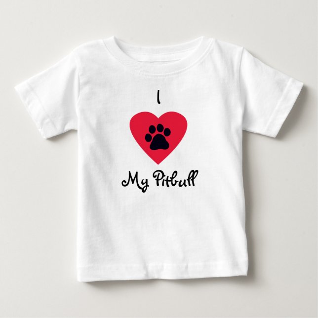 Pour Bébé J'Aime Mon T-shirt Pitbull Infant à manches longue (Devant)
