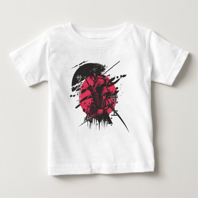 Pour Bébé "Japanese Warrior Art T-Shirt – Samurai in Red Ink (Devant)