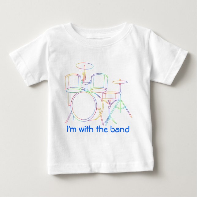 Pour Bébé Je suis avec les tambours de T-shirt de bande (Devant)