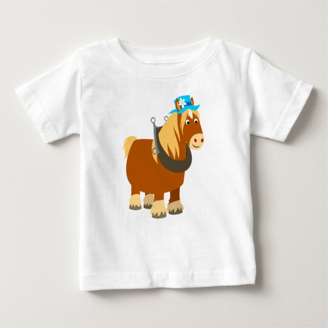 Pour Bébé Joli Cartoon Trait Breton Cheval Baby T-shirt (Devant)