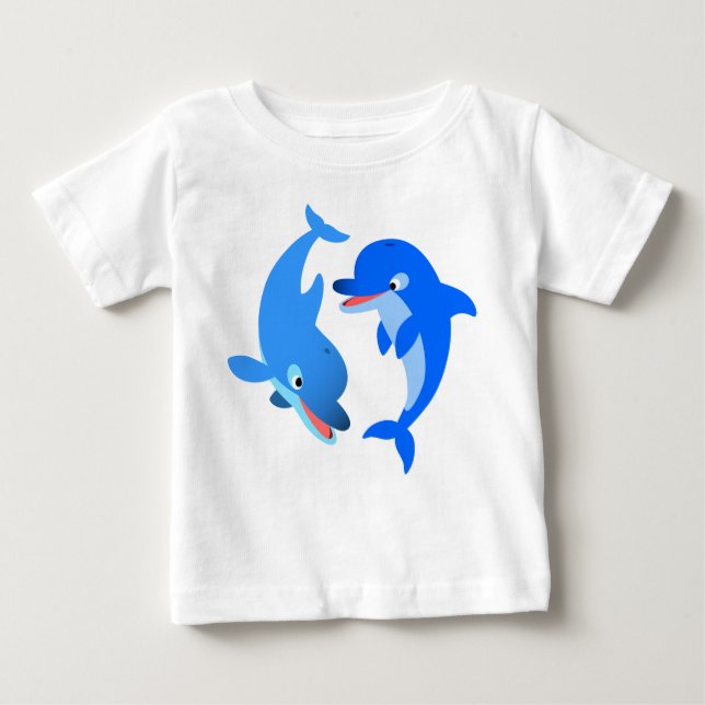 Pour Bébé Joli Jouer Cartoon Dolphins Baby T-shirt (Devant)