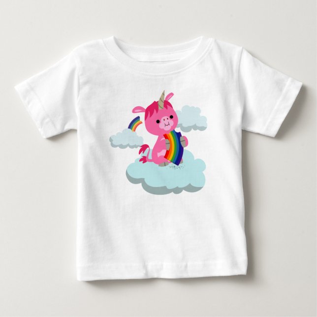 Pour Bébé Joli Rainbow Manger Cartoon Unicorn Baby T-shirt (Devant)