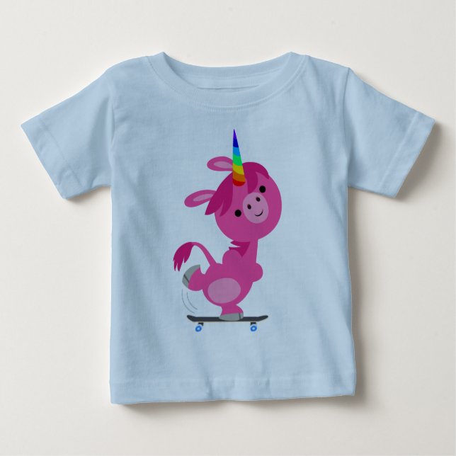 Pour Bébé Joli Skateboard Cartoon Unicorn Baby T-shirt (Devant)