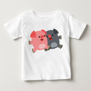 Pour Bébé Joli T-shirt noir et blanc, cochons de dessin