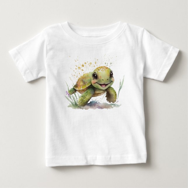 Pour Bébé Joli T-shirt Tortoise Cheerful Baby Fine Jersey (Devant)