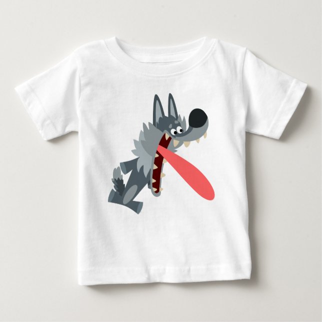 Pour Bébé Joli T-shirt Wolf Baby Cartoon Excitée (Devant)