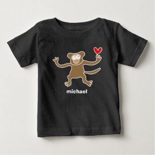 Pour Bébé Jolie caricature Brown singe Fun T-shirt enfant