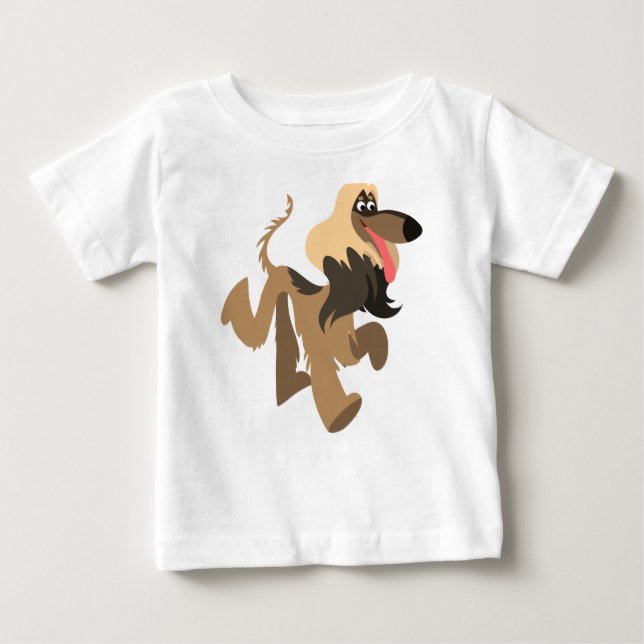Pour Bébé Jolie caricature clownesque Afghan Hound T-shirt b (Devant)