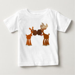 Pour Bébé Jolie caricature Moose Couple en Love Baby T-shirt