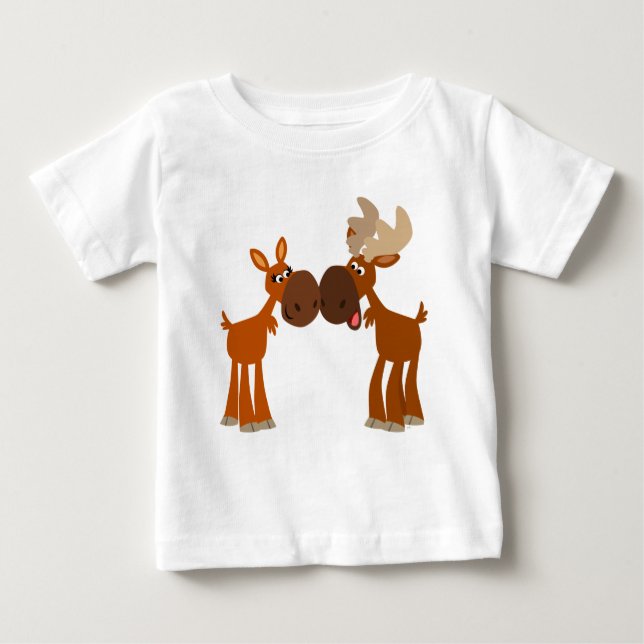 Pour Bébé Jolie caricature Moose Couple en Love Baby T-shirt (Devant)