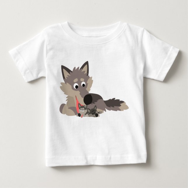 Pour Bébé Jolie caricature papa Wolf et chips Baby T-shirt (Devant)