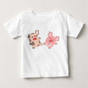 Pour Bébé Jolie Danser Cartoon Pigs Baby T-shirt