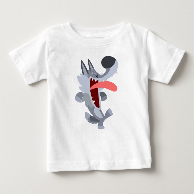 Pour Bébé Jolie Danser Cartoon Wolf Baby T-shirt (Devant)