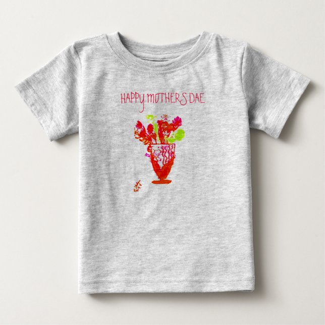 Pour Bébé Joyeuse fête des mères/ Fleurs 'navase T-Shirt (Devant)