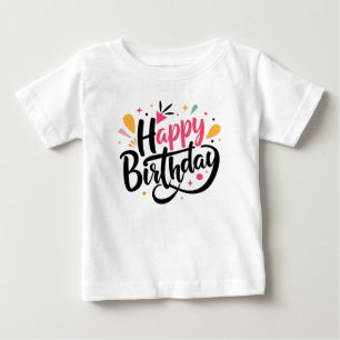 Pour Bébé Joyeux anniversaire Imprimez un T-shirt blanc mode