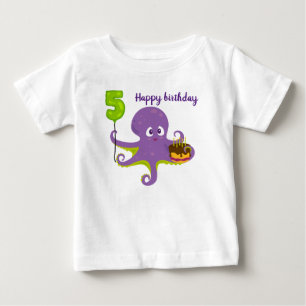 Pour Bébé Joyeux anniversaire pieuvre t-shirt 5ème anniversa
