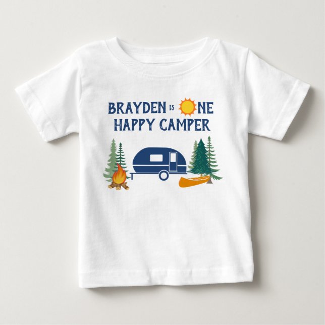 Pour Bébé Joyeux Camper Boys Premier Anniversaire T-Shirt (Devant)