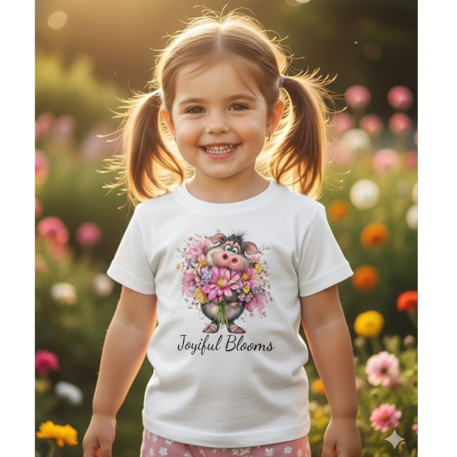 Pour Bébé Joyiful Blooms Cute Pig Baby T-Shirt (Créateur téléchargé)