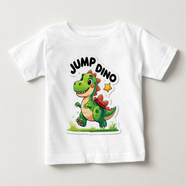 Pour Bébé Jump Dino - Sticker de dessin en jeu T-Shirt (Devant)