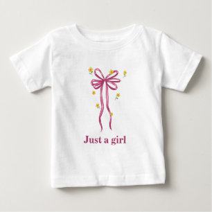 Pour Bébé Juste un t-shirt fille à noeud papillon rose