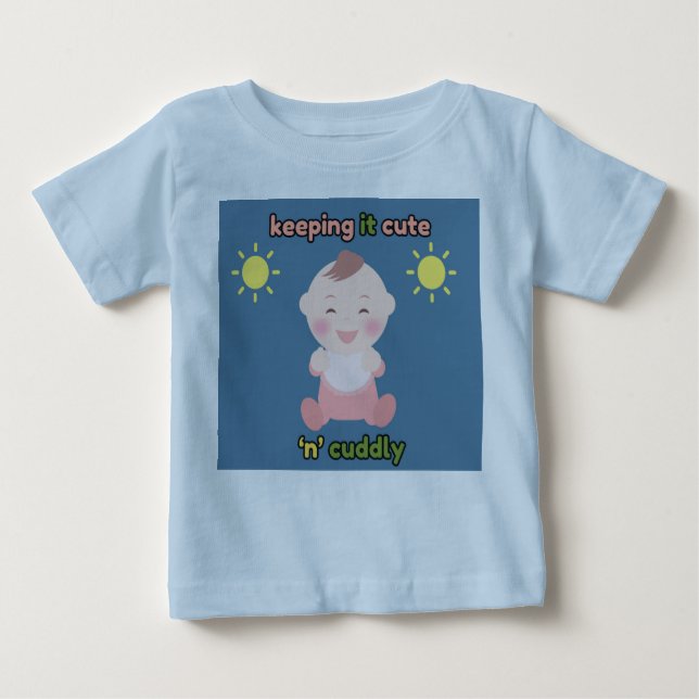 Pour Bébé Keeping It Cute 'n' Cuddly Baby Blue T-shirt (Devant)