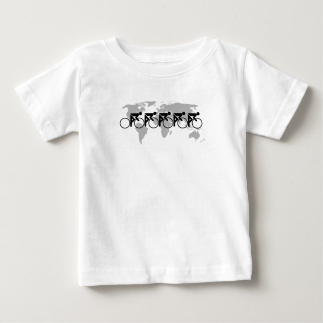 Pour Bébé La Course De Vélo N° 3 Noir Sur T-Shirt Blanc (Devant)