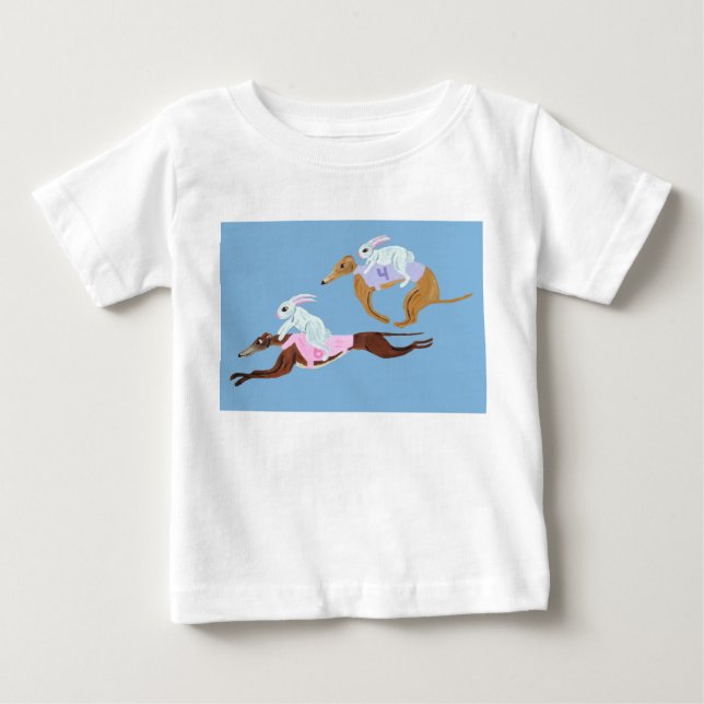 Pour Bébé Lapins chevauchant des lévriers T-Shirt (Devant)