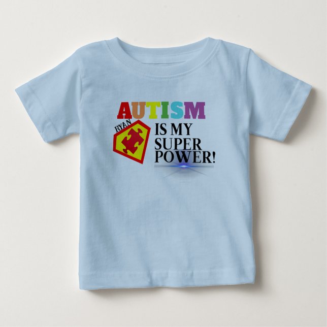 Pour Bébé L'Autisme Personnalisé Est Mon T-shirt Superpower (Devant)