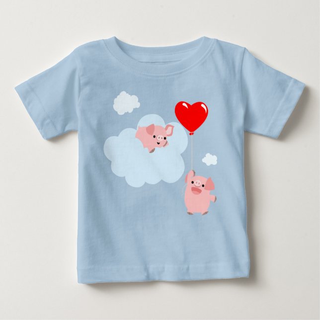 Pour Bébé Les ailes de l'amour (Cochons de dessin) T-shirt b (Devant)